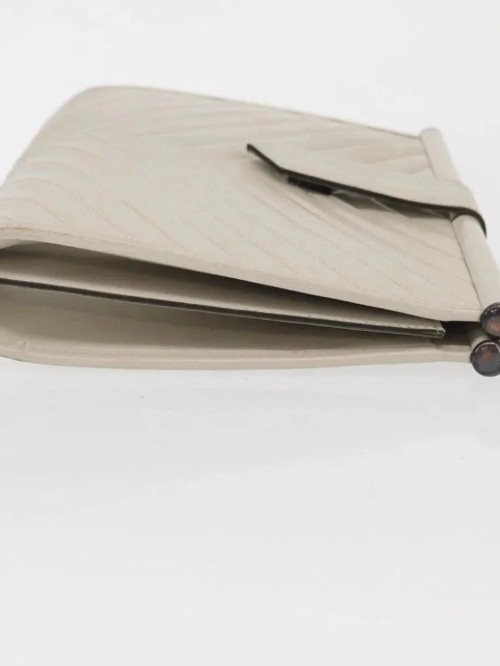 SAINT LAURENT Clutch Bag Leather White Gold Auth - Picture 5 of 14